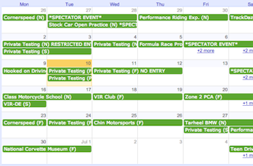 Calendar | Virginia International Raceway