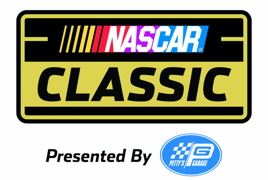 Black and Gold Nascar Classic event logo presented by Petty Garages