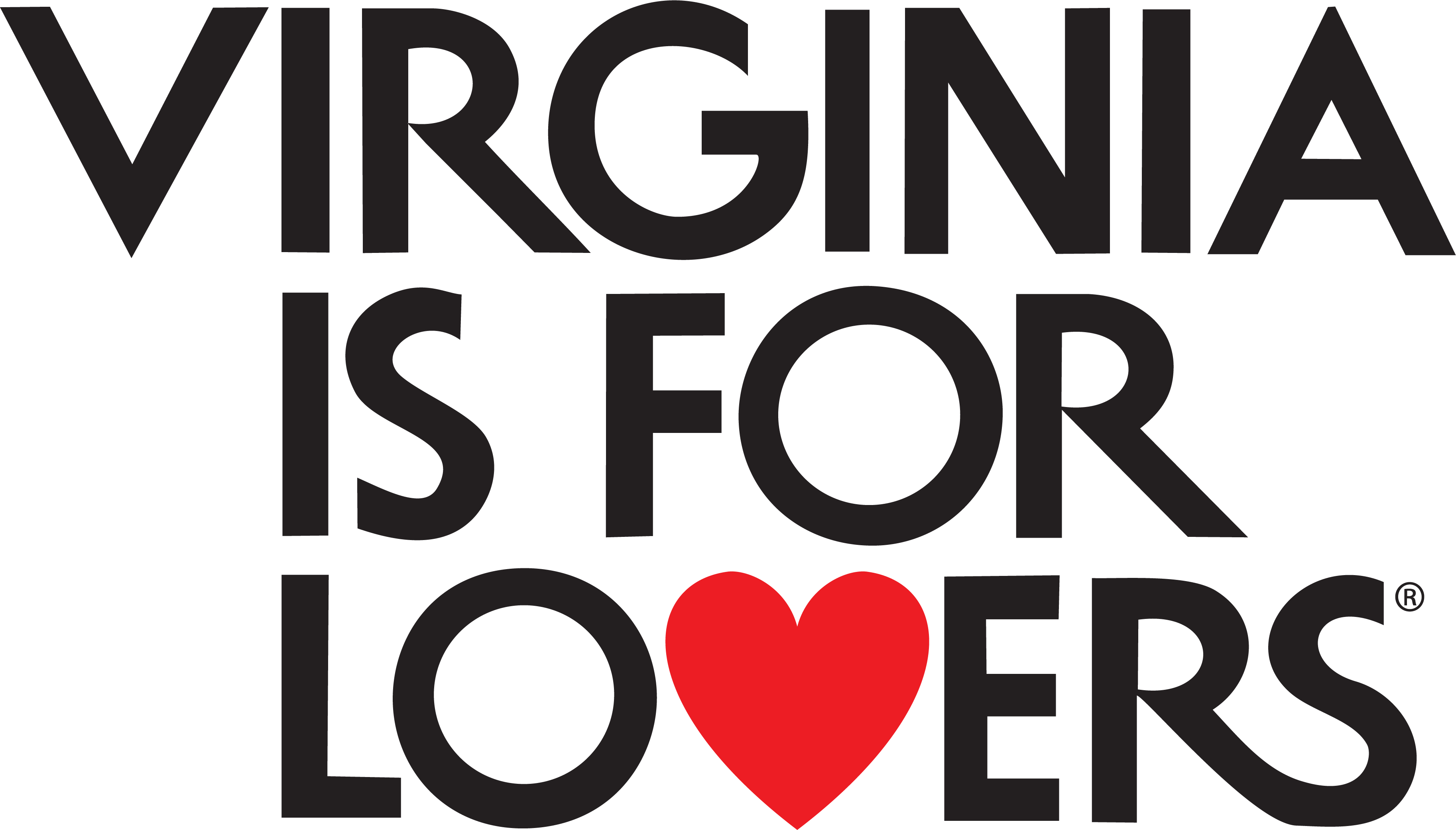 Black Virginia Is For Lovers logo with a red heart