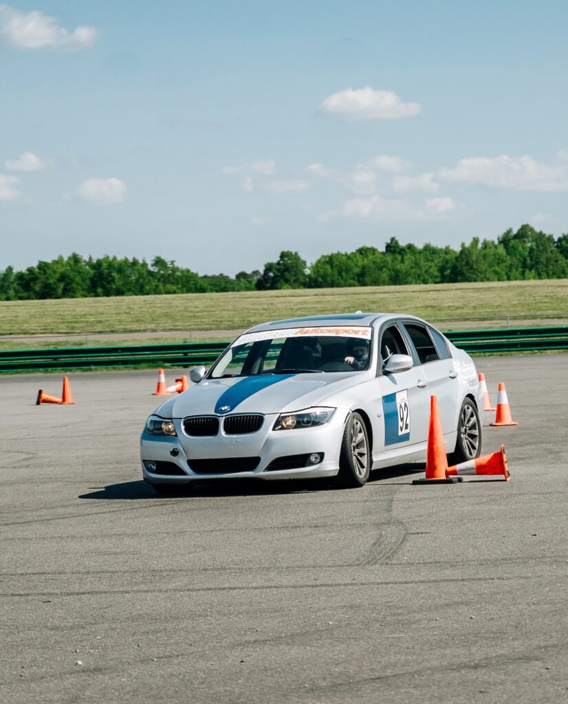 silver car on VIR's Skid Pad for Autocross