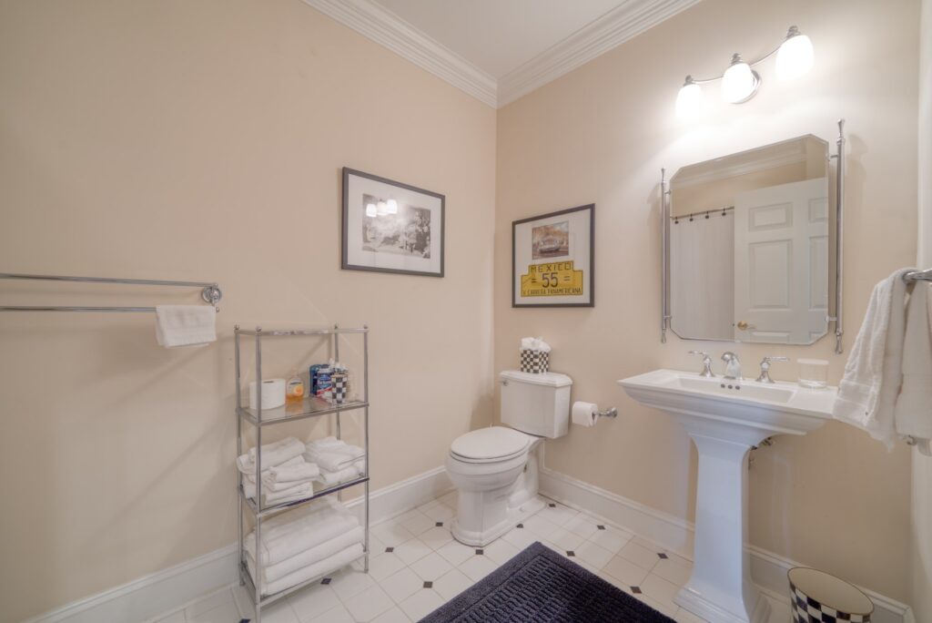 Interior of Villa, showing the bathroom toilet and sink