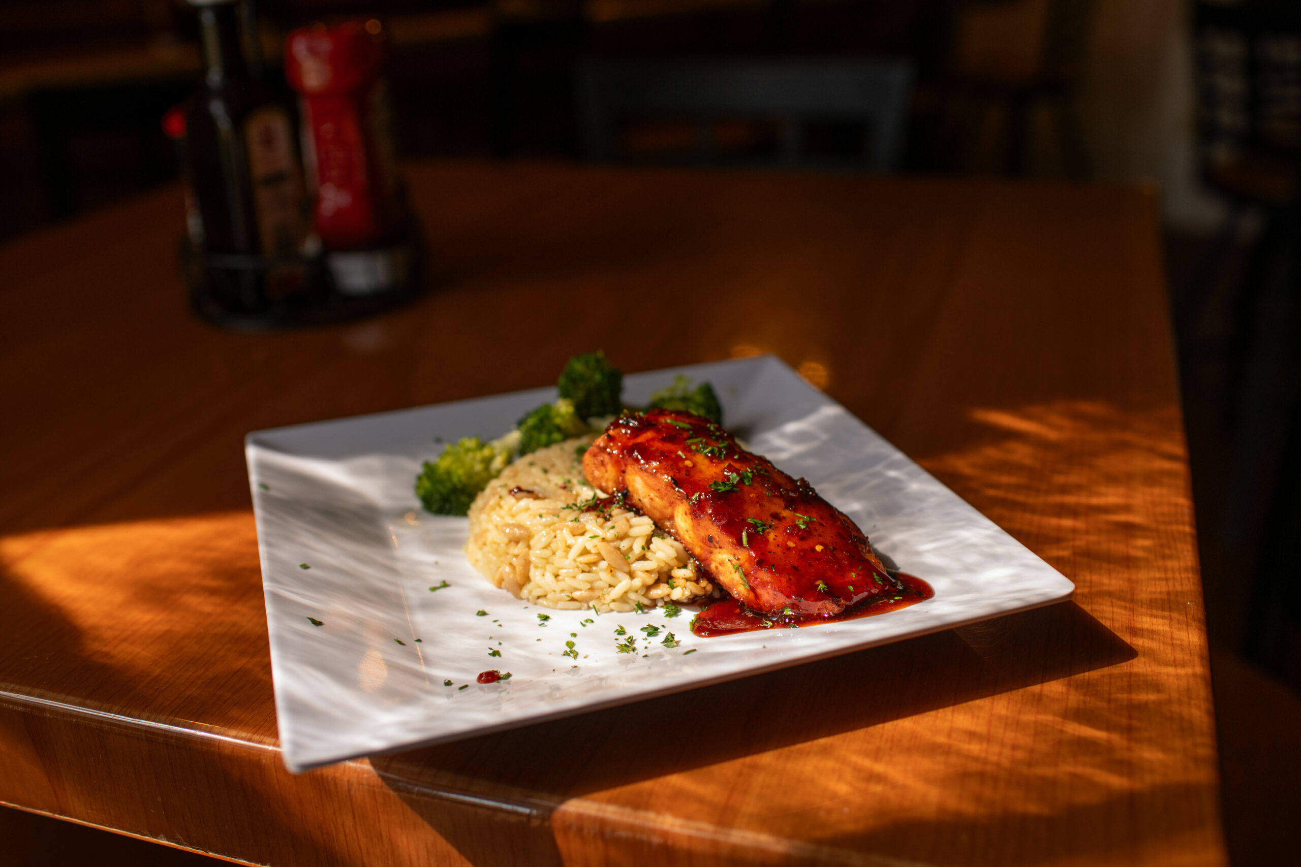Oak Tree Tavern glazed salmon
