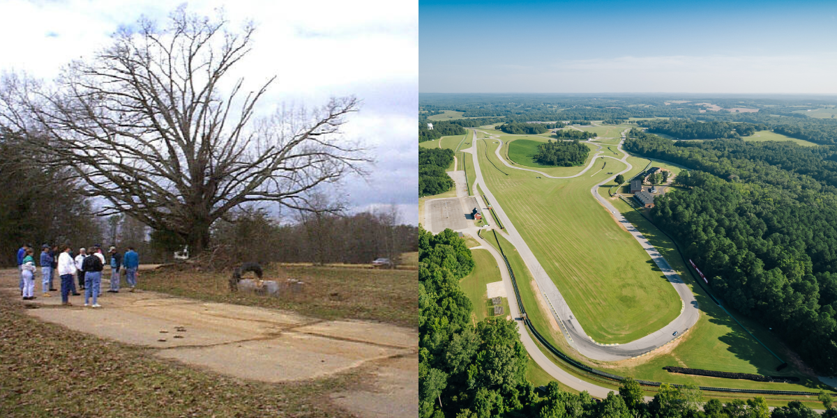 oak tree turn at VIR then and Now Land Ownership